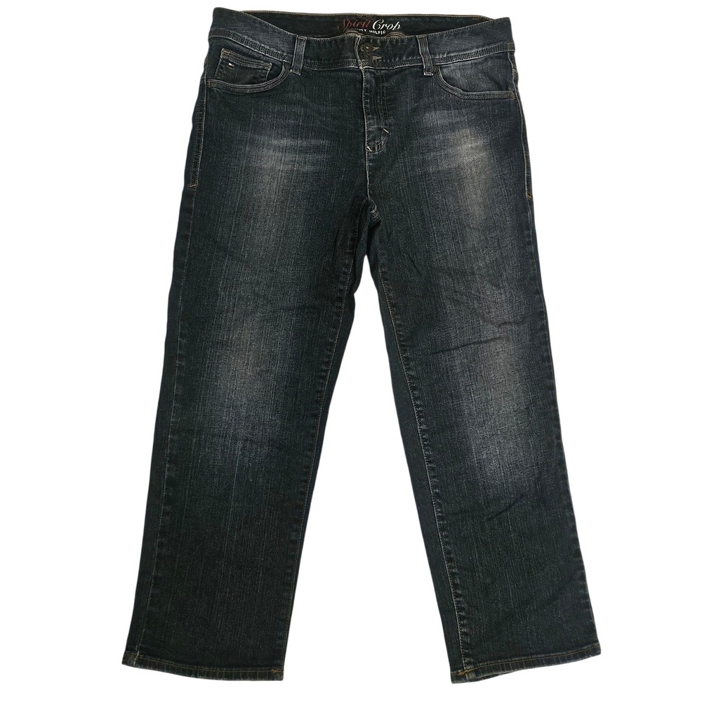 Tommy Hilfiger Spirit Crop Jeans Dark Wash Straight Leg Size 12 Womens
